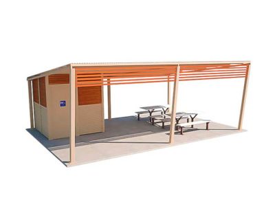 Atlantis 1 Shelter Toilet Building with Paperbark and Cedar colour scheme